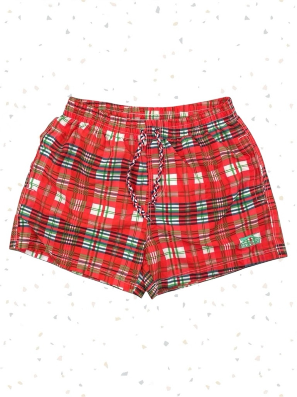 Plaid Swim Trunks Red Green White Summer Beach Winter Holiday Slazenger Size M